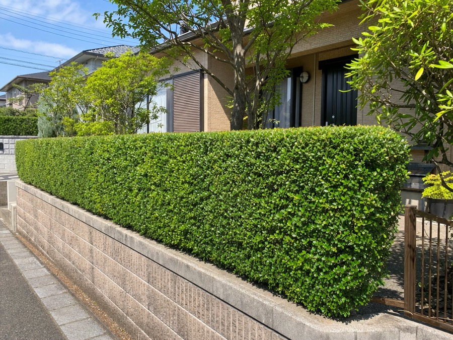 刈り込まれた生垣